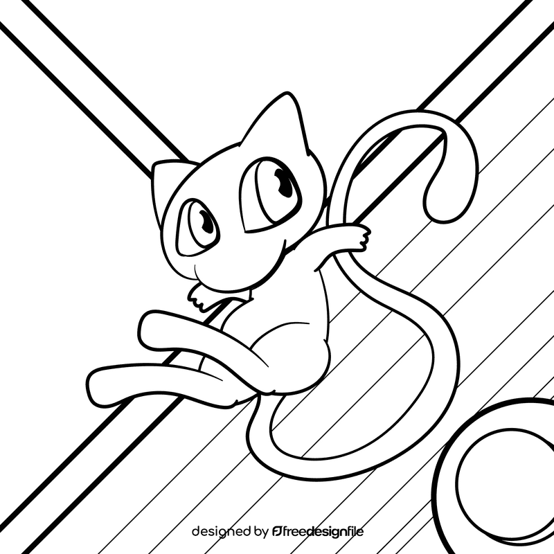 Pokemon Mew cartoon drawing black and white vector