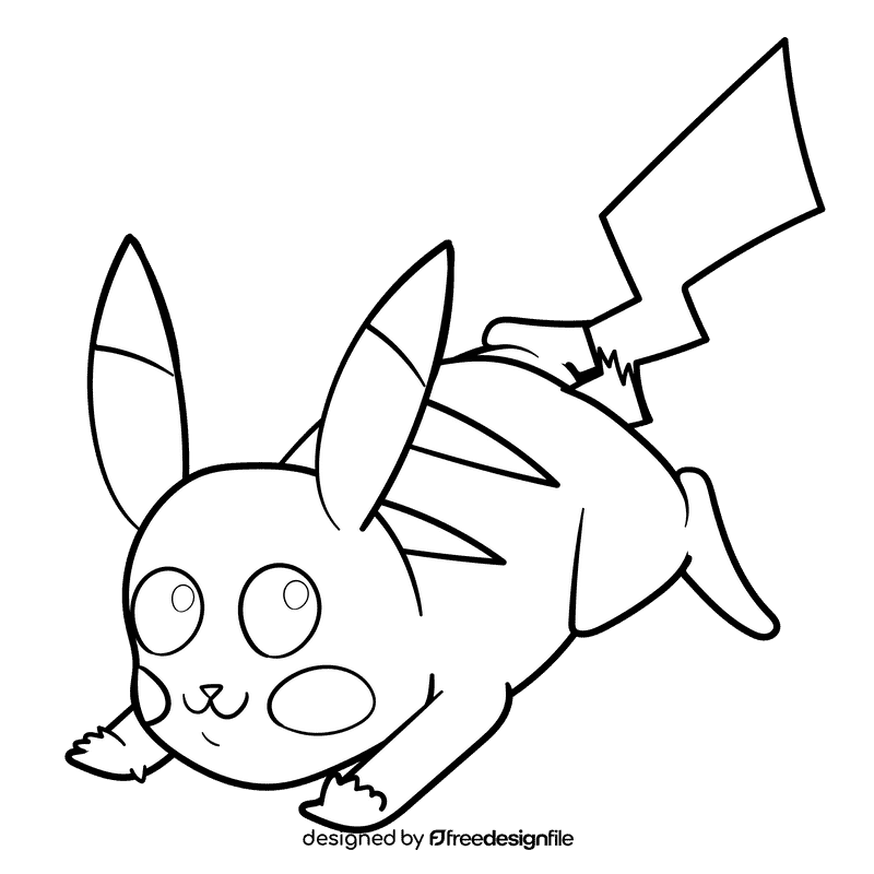 Pokemon Picachu cartoon drawing black and white clipart