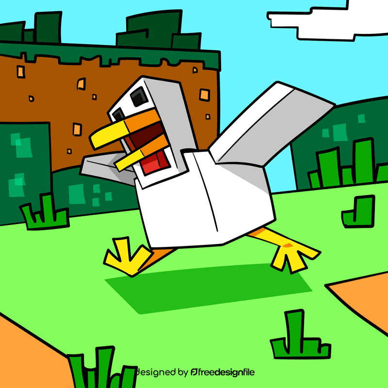 Minecraft Chicken cartoon vector