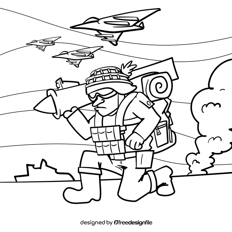 Call of Duty cartoon drawing black and white vector