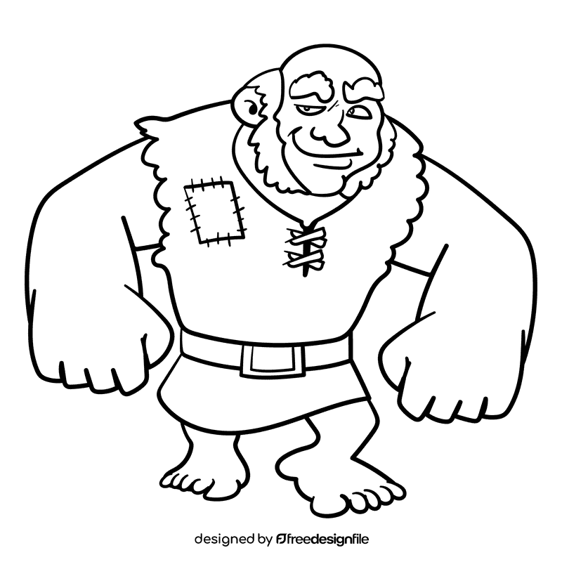 Clash of Clans Giant cartoon drawing black and white clipart