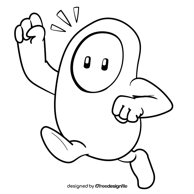 Fall guy cartoon drawing black and white clipart