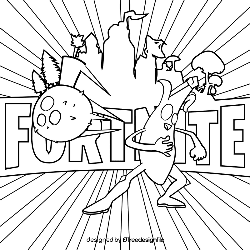 Fortnite Banana cartoon drawing black and white vector