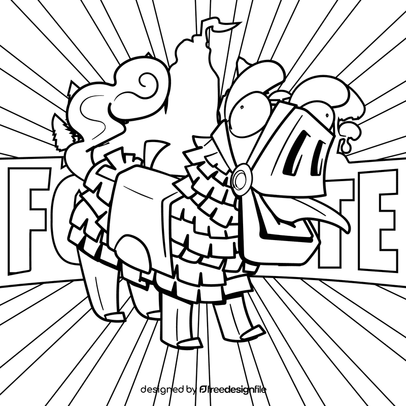 Fortnite Lama cartoon drawing black and white vector