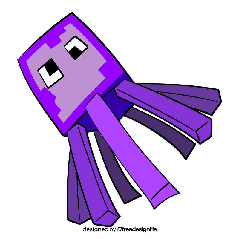 Minecraft Octopus cartoon clipart