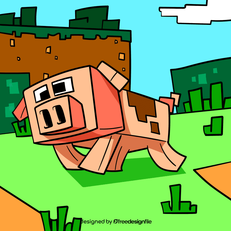 Minecraft Pig cartoon vector