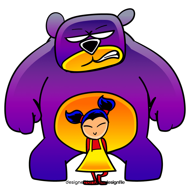 Little girl with Bodyguard cartoon clipart