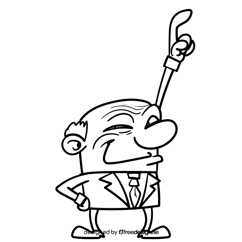 Manager small cartoon drawing black and white clipart