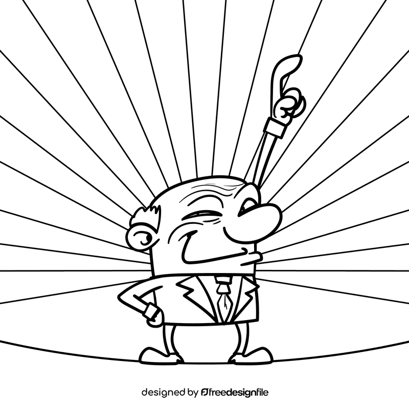 Manager small cartoon drawing black and white vector