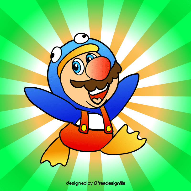 Mario Power Up penguin cartoon vector