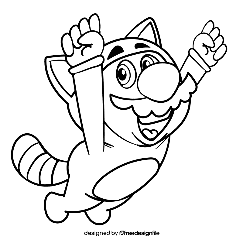 Mario Power Up cartoon drawing black and white clipart