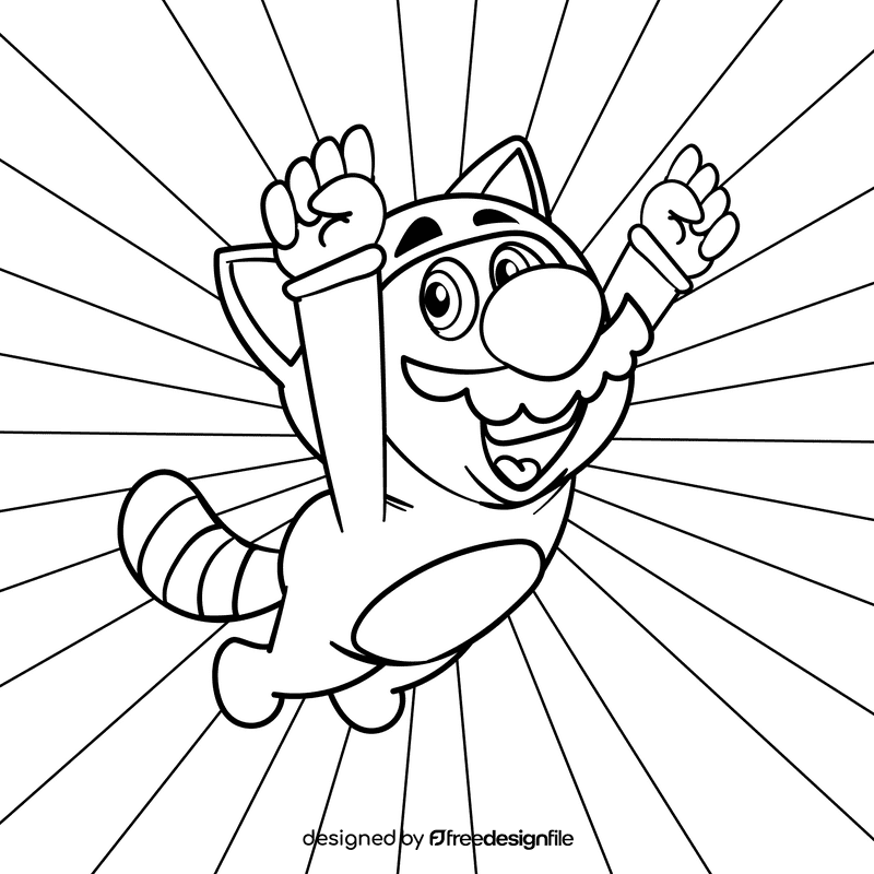 Mario Power Up cartoon drawing black and white vector