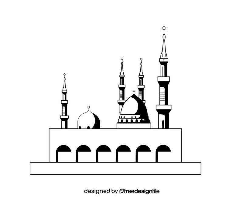 Nabawi mosque black and white clipart