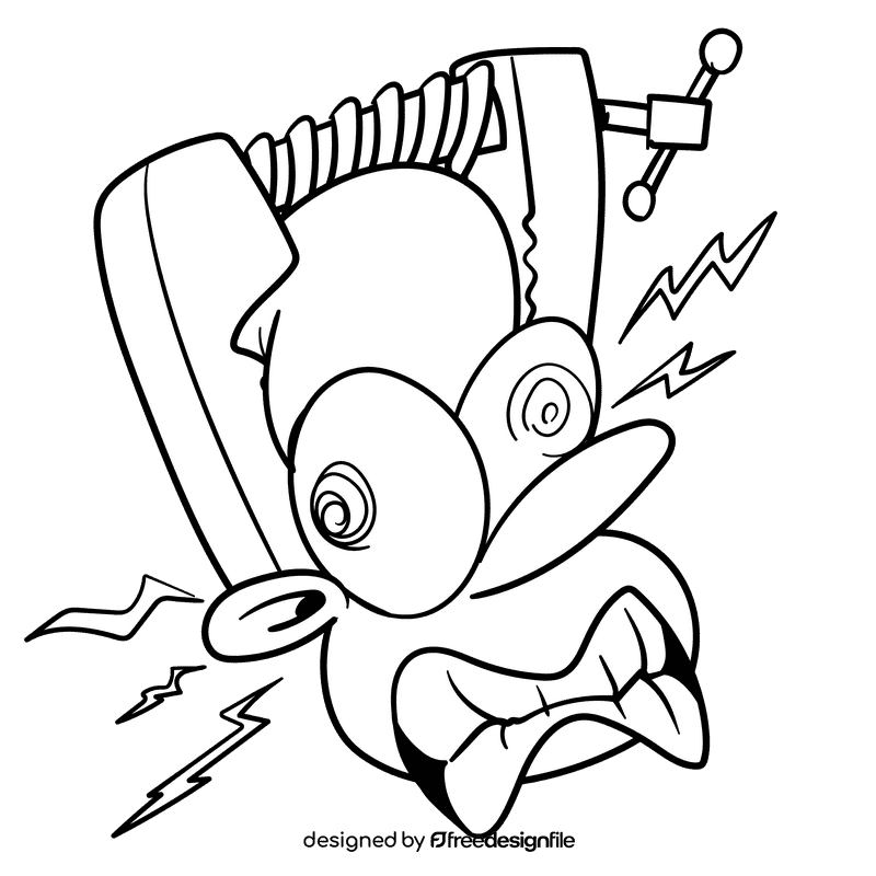 Headache pressed cartoon drawing black and white clipart