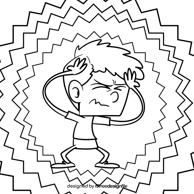 Headache strong cartoon drawing black and white vector