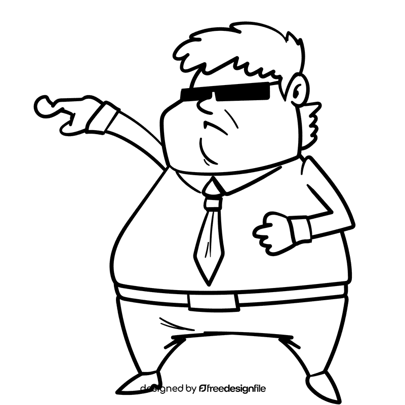 Manager fat cartoon drawing black and white vector