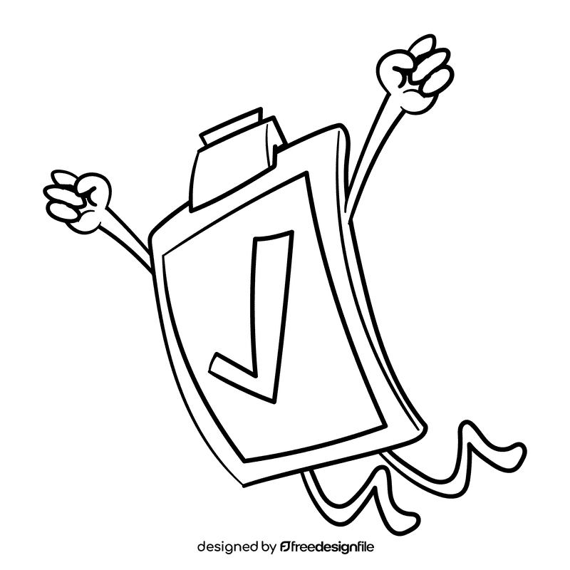 Scavenger hunt Completed cartoon drawing black and white clipart