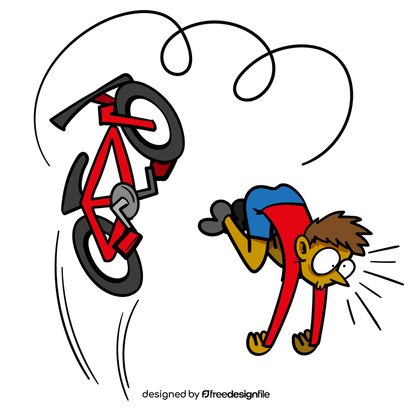 Ride a bike fail cartoon clipart