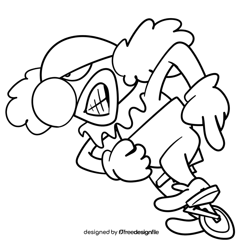 Ride a bike Extreme clown cartoon black and white clipart