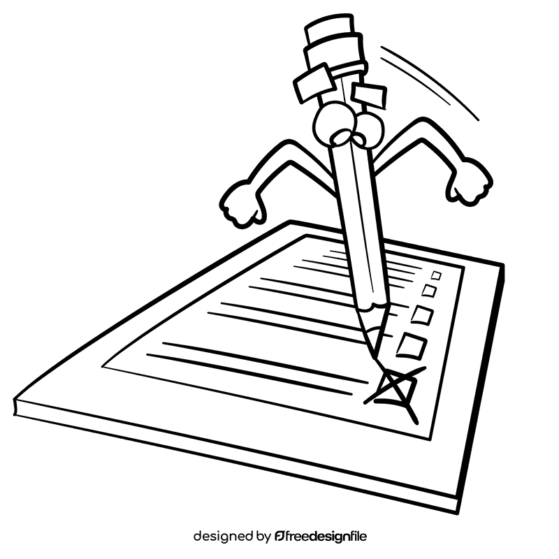 Scavenger hunt taking note cartoon drawing black and white clipart