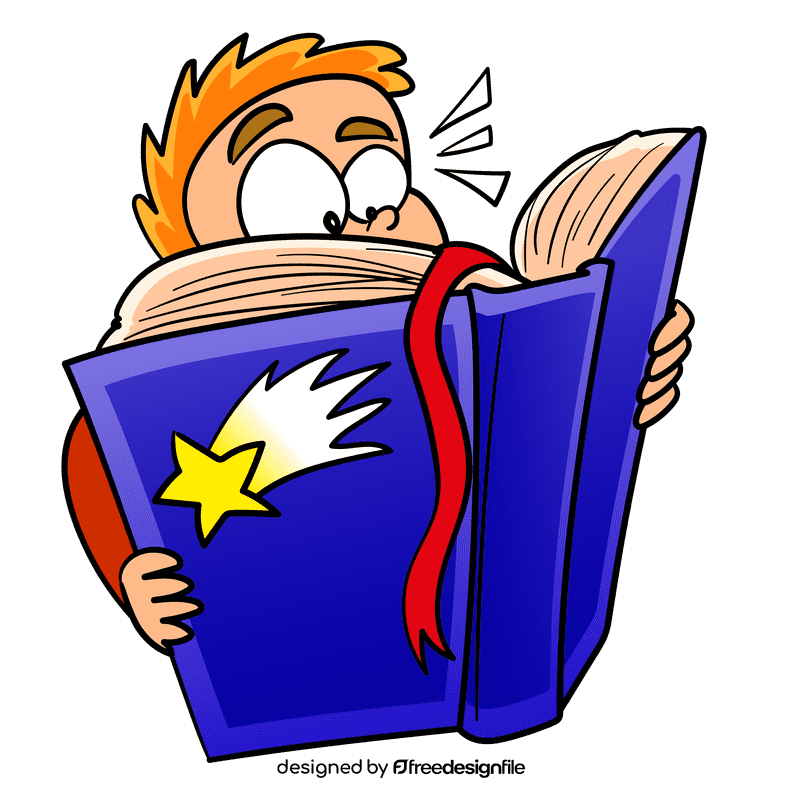 Kids reading Big Book cartoon clipart