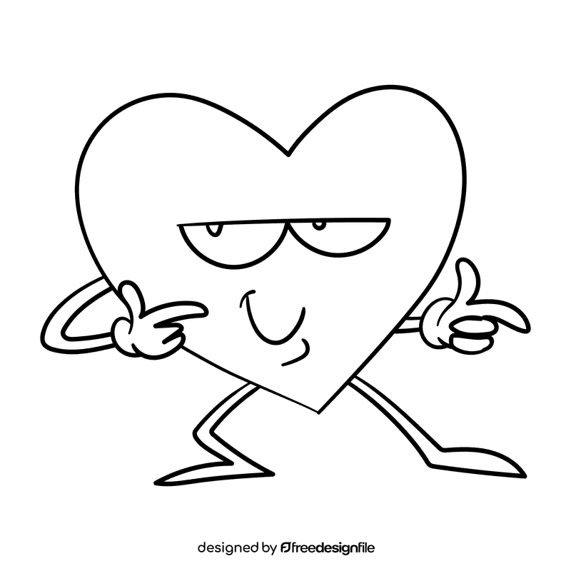 Human heart minimal cartoon drawing black and white clipart