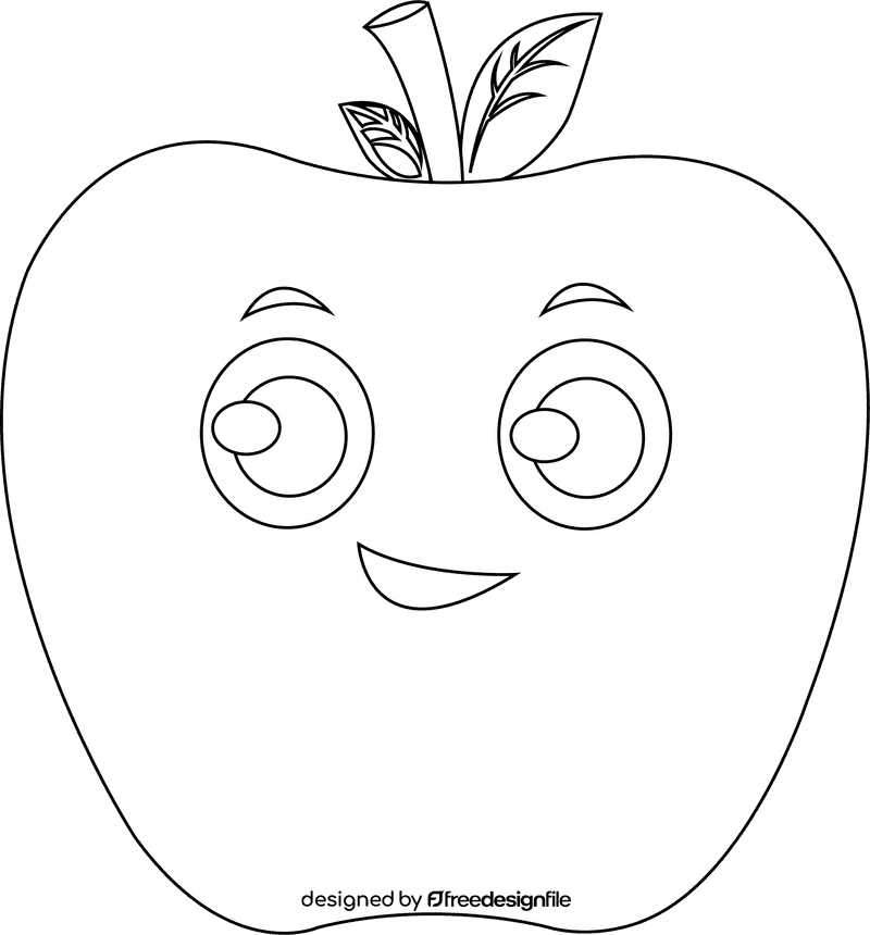 Apple Cartoon black and white clipart