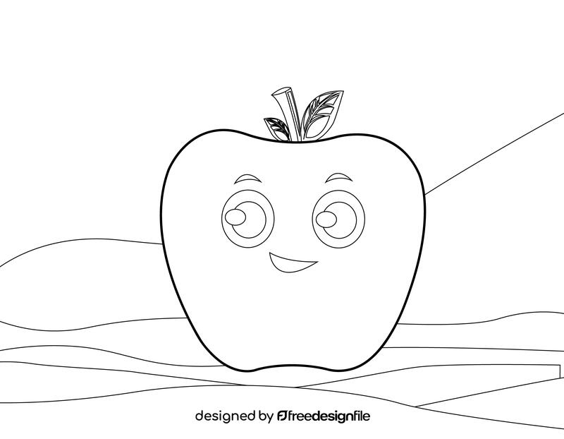 Apple Cartoon black and white vector