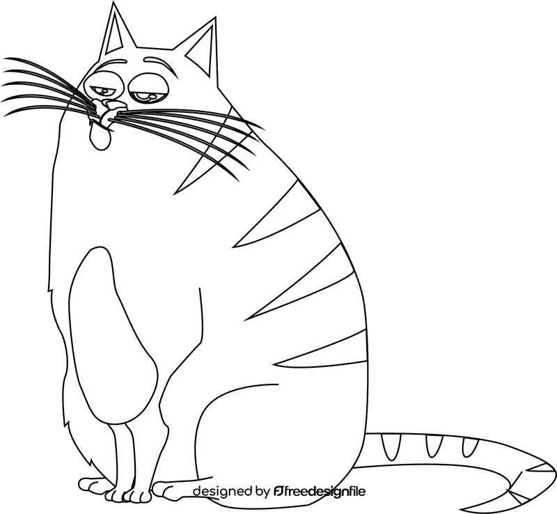 Secret Life of Pets Chloe cat sitting black and white clipart