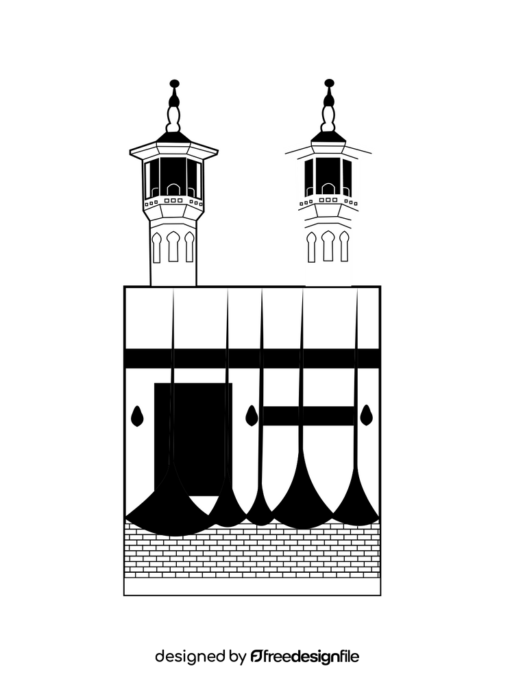 Kaaba black and white clipart