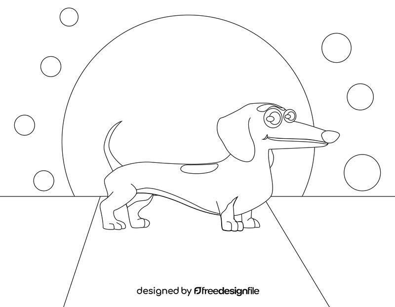 Dachshund Dog Breed cartoon black and white vector