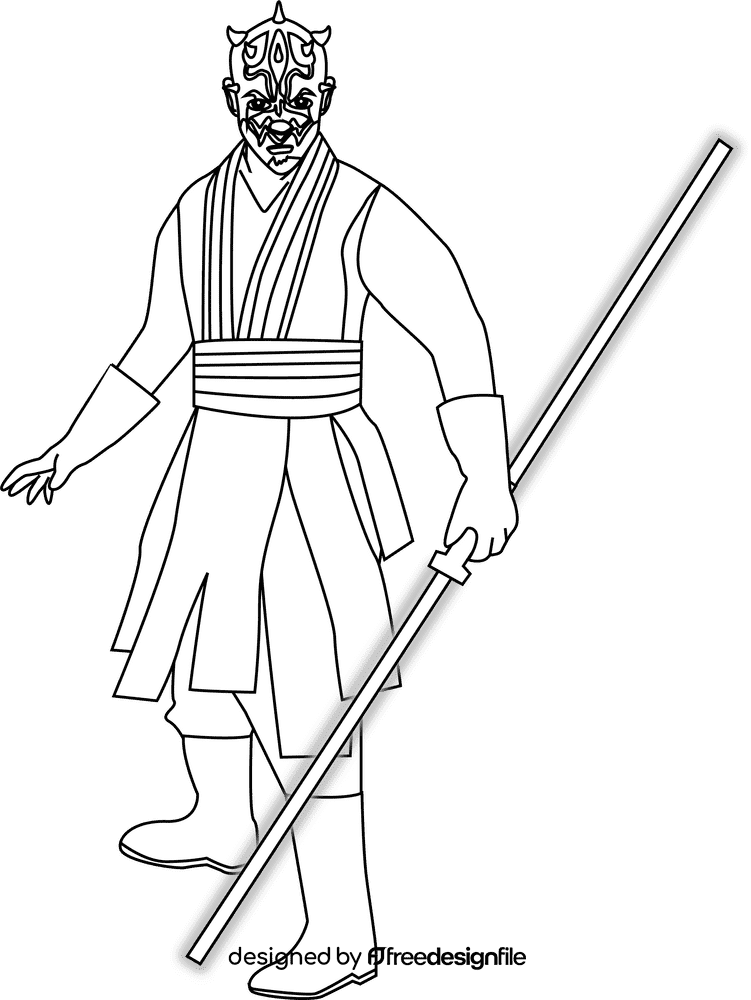 Darth maul star wars black and white clipart