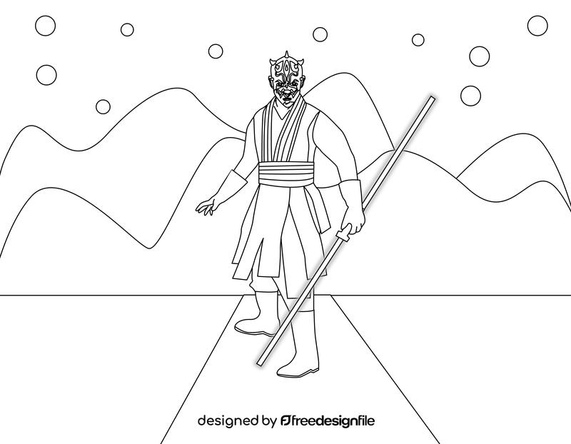 Darth maul star wars black and white vector