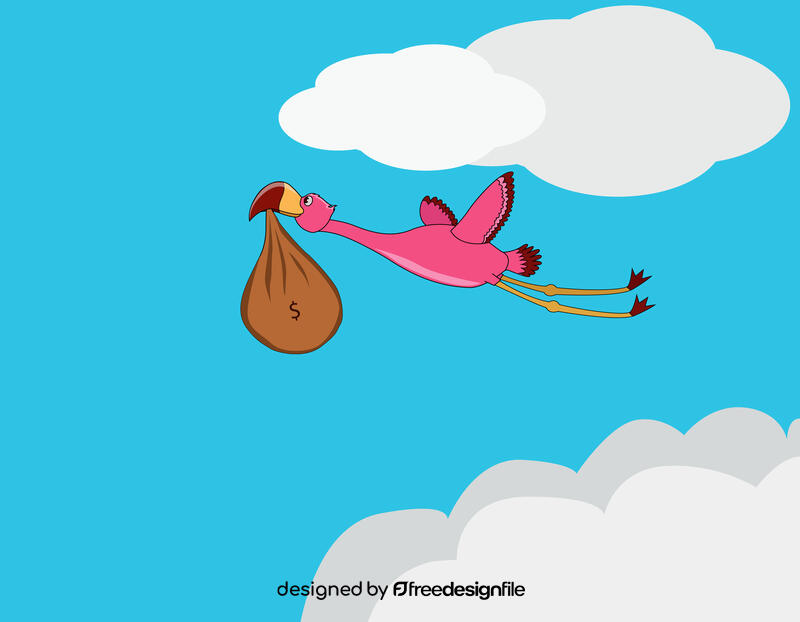 Flamingo with Money vector