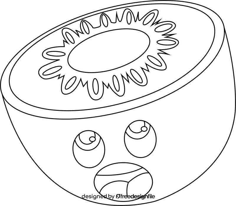 Funny Kiwi black and white clipart