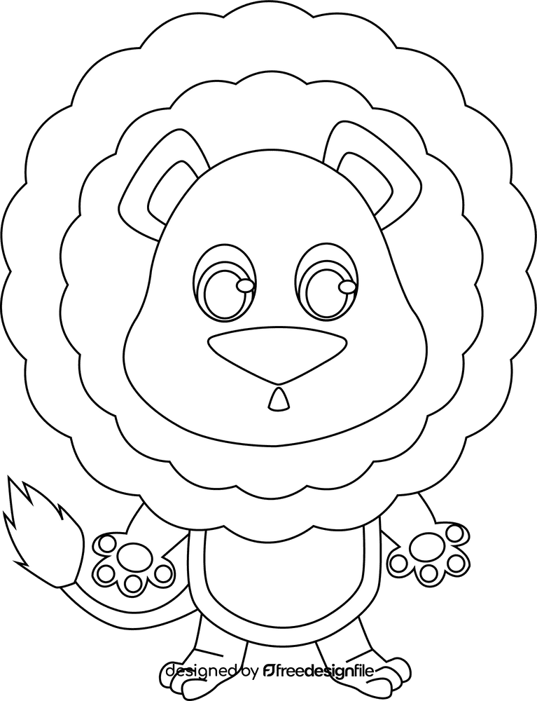 Funny Lion black and white clipart