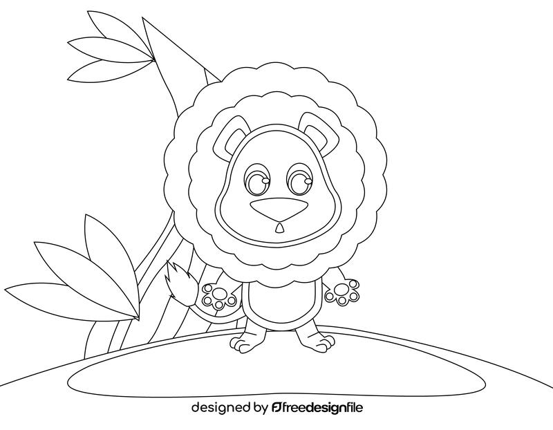 Funny Lion black and white vector