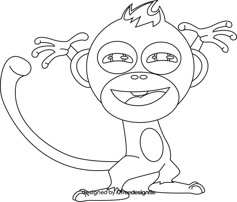 Funny Monkey black and white clipart