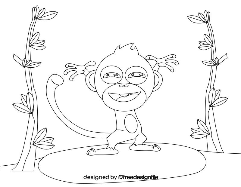 Funny Monkey black and white vector