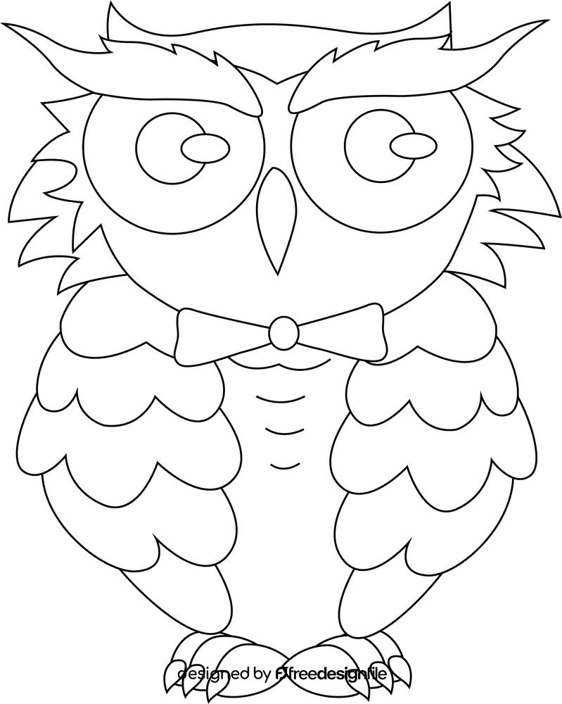 Funny Owl black and white clipart