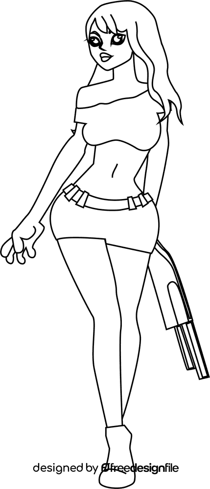 Zombie Hunter black and white clipart