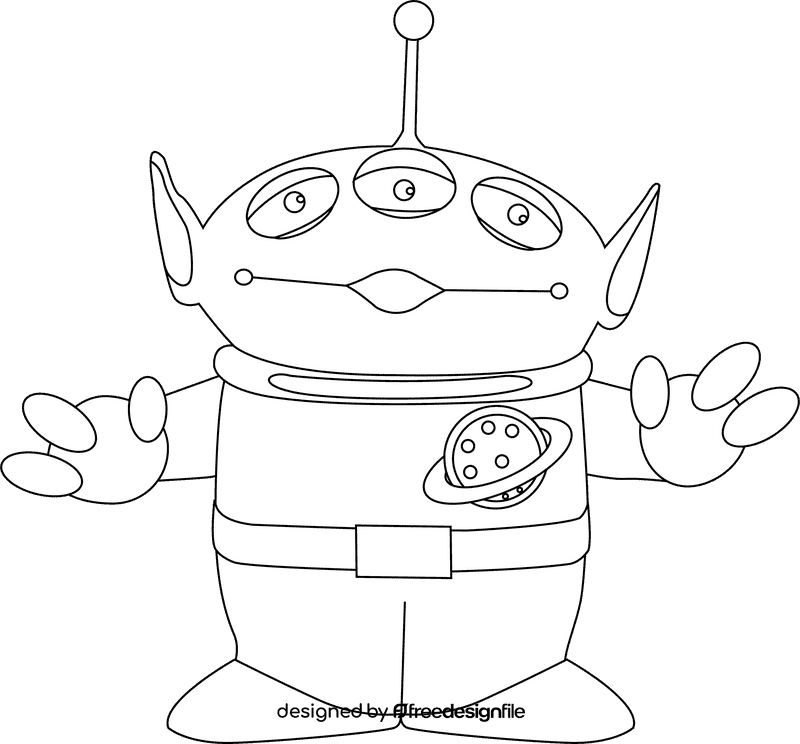 Alien Toy Story black and white clipart