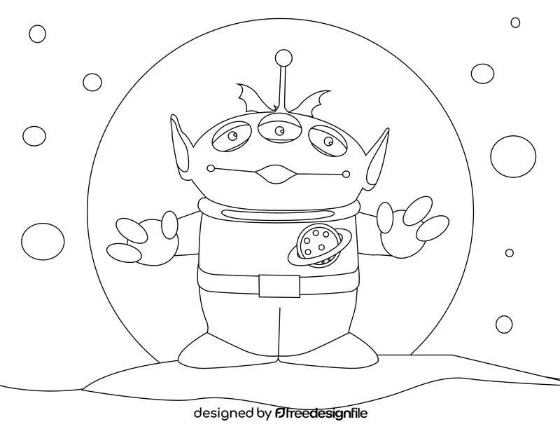 Alien Toy Story black and white vector