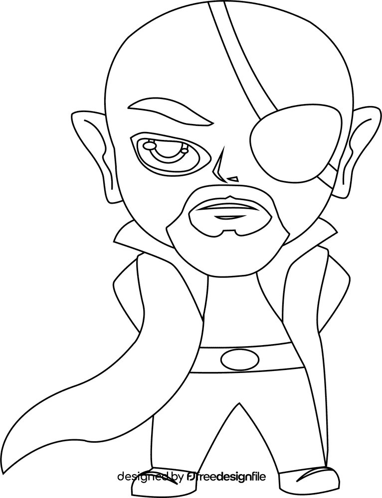 Nick Fury, Marvel, Avengers black and white clipart