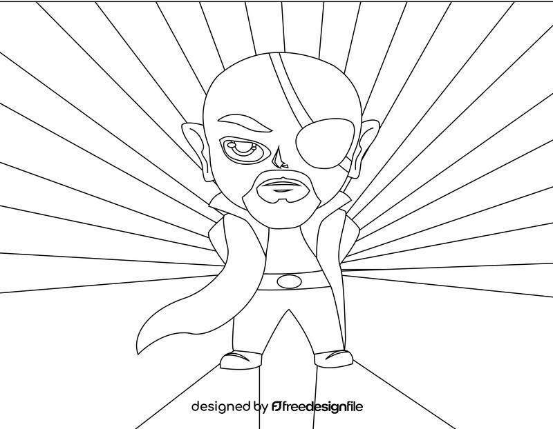 Nick Fury, Marvel, Avengers black and white vector