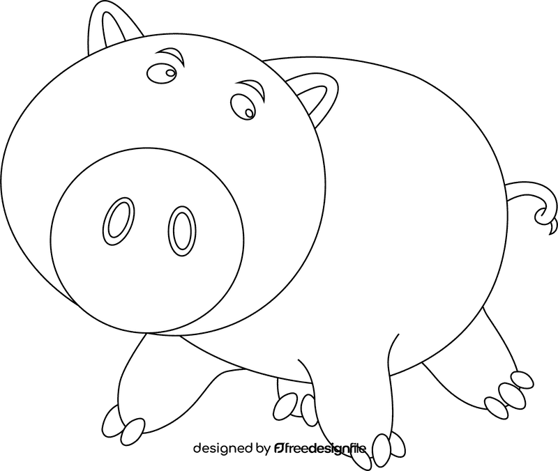 Cute Pig black and white clipart