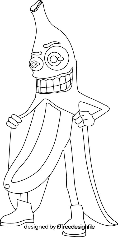 Funny Banana black and white clipart