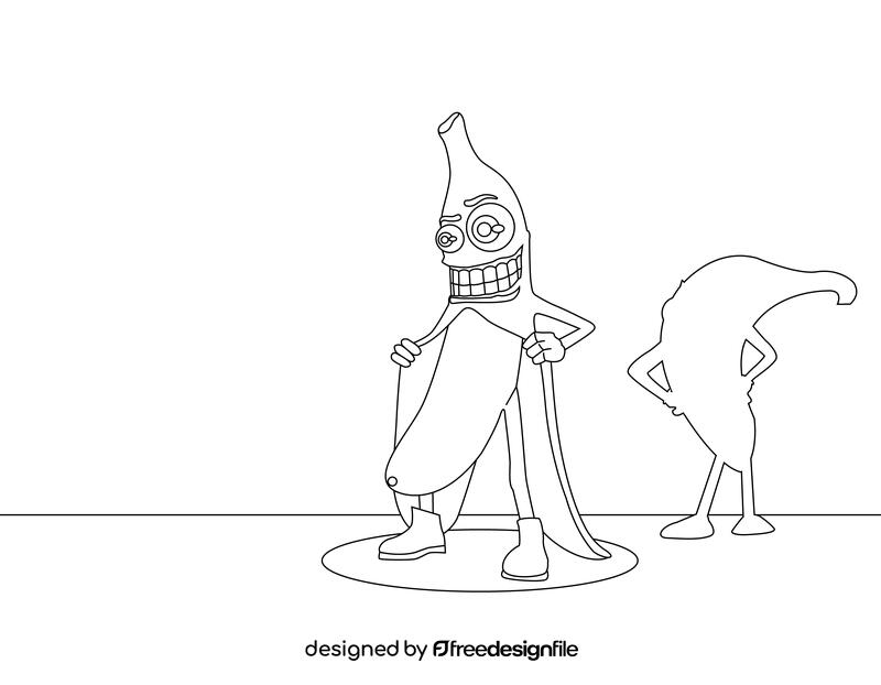 Funny Banana black and white vector