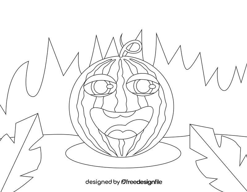 Funny Watermelon black and white vector