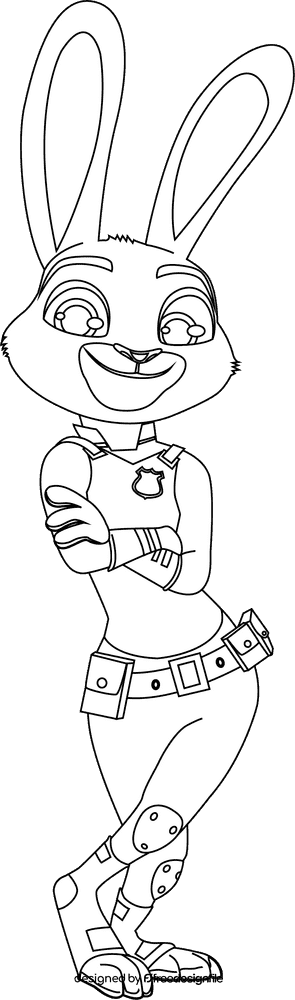 Disney's Zootopia, Judy, rabbit, bunny black and white clipart